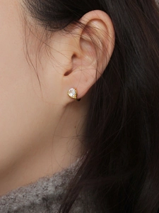 S925 sterling silver gold-plated hoop earrings featuring a sparkling zircon stone