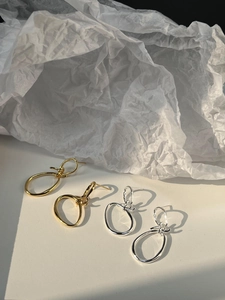 Minimalist 925 Sterling Silver Knotted Double Loop Earrings For Women Niche Design Geometric Electroplated Stud Jewelry