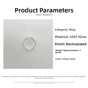 Detailed view showing twisted rope S925 sterling silver ring dimensions and weight