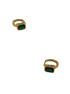 S925 sterling silver emerald earrings with rectangular green stones and gold finish
