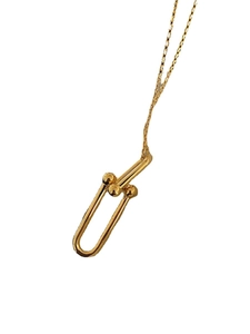 Minimalist golden 925 silver necklace with U-shaped link and spherical ball pendant