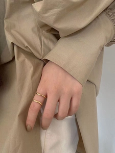 Minimalist double-layered gold finish 925 sterling silver open rings for women