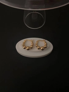 Boucles d'Oreilles Créoles en Argent Sterling 925 Style Ins Français avec Perles Géométriques pour Femmes Minimaliste
