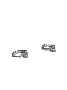Classic S925 sterling silver hoop earrings with round cubic zirconia solitaire