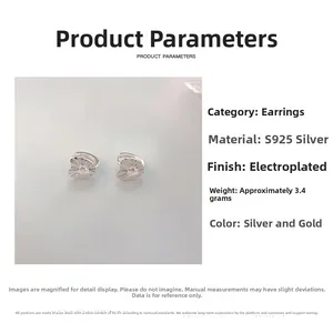 Detail specifications of S925 silver heart earrings with sparkling zircon gemstones