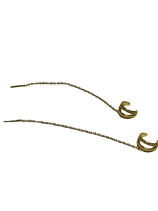 925 silver gold-plated ear cuff earrings with long chain tassels and cubic zirconia