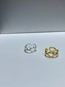 Minimalist 925 sterling silver chain link open rings in gold and silver finishes