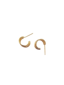 Orecchini a cerchio a C minimalisti in argento S925 dorato con texture ondulata