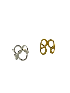 Minimalist 925 sterling silver geometric interlocking rings set in gold and silver