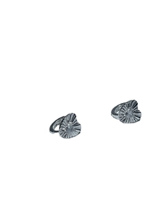 925 Sterling silver hoop earrings with radial textured heart charms and zircon stones