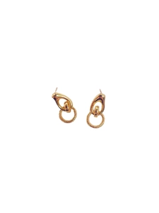 Elegant 925 silver gold-plated earrings featuring double geometric twisted rings design