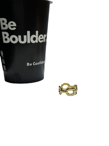 Minimalist 925 sterling silver curb chain ring with an adjustable open design in gold