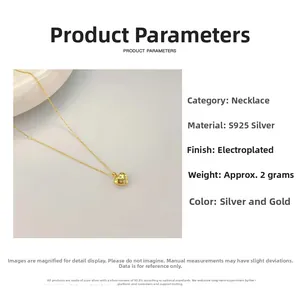 Vue détaillée du collier pendentif cœur en argent sterling 925 avec spécifications