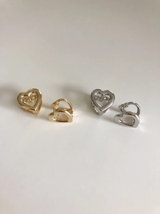 925 Sterling Silver Heart Stud Earrings For Women Korean Minimalist Hollow Geometric Design Sweet Cool Ear Jewelry Gold Silver