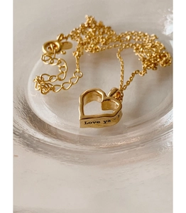925 Sterling Silver Hollow Heart Pendant Necklace Love Ya Engraved Korean INS Style Minimalist Gold Silver Plated Jewelry For Women