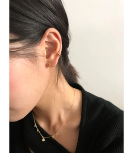 Minimalist 925 sterling silver hollow heart stud earrings and necklace set on model
