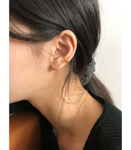 Elegant gold 925 sterling silver hollow cross heart stud earrings and ear cuff set