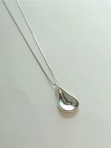S925 Sterling Silver Minimalist Teardrop Pendant Necklace For Women High Polished Mirror Waterdrop Clavicle Box Chain Jewelry Gift