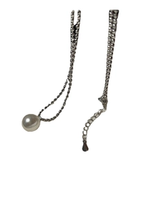 Minimalistische S925 Silber Kugelkette mit einer großen weißen Perle für Damen