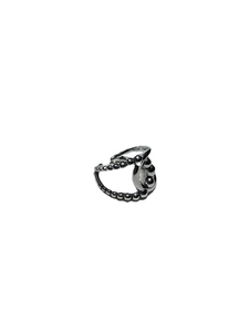 S925 sterling silver minimalist braided open ring with polished beads and curved lines