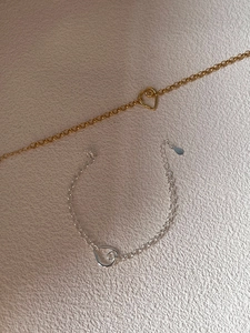 S925 Sterling Silver Heart Pendant Bracelet For Women Minimalist Adjustable Rolo Chain Gold Plated INS Style Jewelry Gift