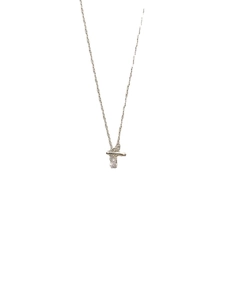 Minimalistische Halskette aus 925er Sterlingsilber mit T-Verschluss und Kristallanhänger
