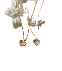 Minimalist 925 sterling silver hollow heart necklaces in gold and silver finishes