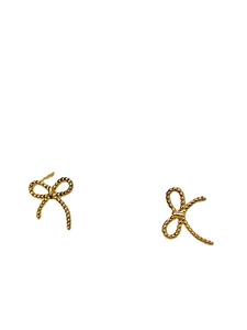 Élégantes boucles d'oreilles nœud dorées en argent 925 avec texture torsadée vintage