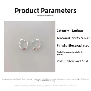 Detail showing multilayer intertwined S925 silver hoop earrings weighing 5.6g