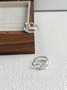Minimalist s925 sterling silver multilayer hollow line earrings with twisted metal design
