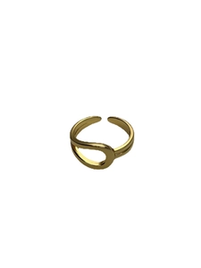 Minimalist 925 sterling silver open knot ring with a polished gold finish and wavy design