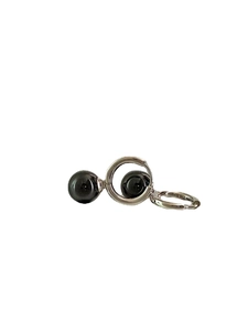 Créoles en argent sterling S925 avec pendentif onyx noir de style vintage français chic