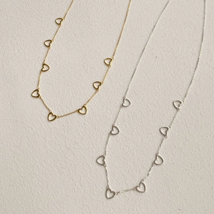 S925 Sterling Silver Cutout Heart Necklace For Women Minimalist Open Heart Pendant Chain Necklace Ins Style Summer Jewelry