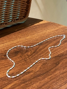 Italian sterling silver beaded necklace with mixed silver and gold iridescent beads