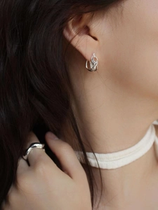 S925 sterling silver multilayer hollow hoop earrings and minimalist ring set for women