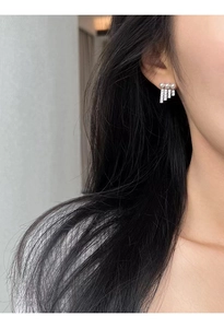 Exquisite S925 silver pearl drop earrings with sparkling zircon tassels for women