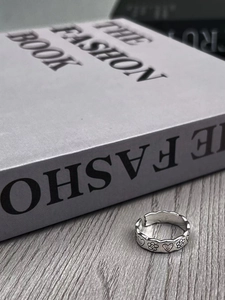 Vintage 925 Sterling Silver Open Ring For Women Retro Heart Smile Face Flower Pattern Adjustable Silver Finger Ring Fashion Jewelry Gift