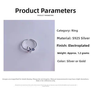 Vue détaillée de la bague nœud en argent sterling S925 avec dimensions et détails