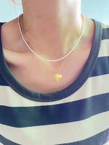 925 sterling silver heart pendant double layer necklace with 18k gold plating style