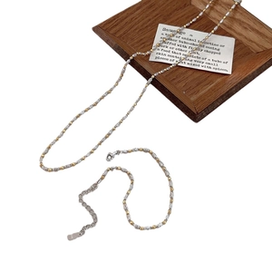 Minimalist S925 sterling silver beaded necklace in dual-tone gold and silver finish