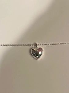 Collier Double Couche en Argent Sterling 925 Avec Pendentif Cœur en Fausse Künstliche Perle Zirconia Rose Vert Étoile Lune Relief Bijoux Rétro pour Femme