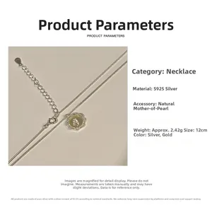 Spécifications détaillées du collier rose en argent S925 avec incrustation de nacre