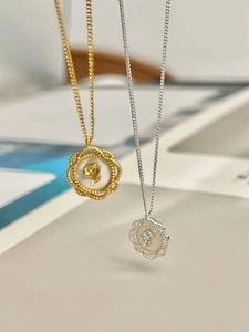 Collier Pendentif Rose en Argent Sterling 925 Vintage Avec Nacre Blanche Naturelle Bijoux Élégants Français pour Femmes