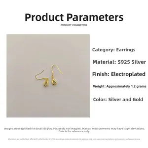 Spécifications des boucles d'oreilles goutte en argent S925 avec placage en or