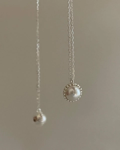 925 Sterling Silver Artificial Pearl Pendant Necklace With Milgrain Lace Edge Minimalist French Style Elegant Jewelry For Women