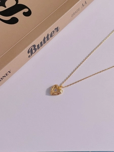 Collier vintage en argent 925 avec pendentif cœur doré et petite pierre de zircon