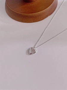 Collier Pendentif Cœur en Argent Sterling S925 Avec Motif Étoile Strass Simple Chaîne de Clavicule Rétro pour Femmes Bijoux Cadeau