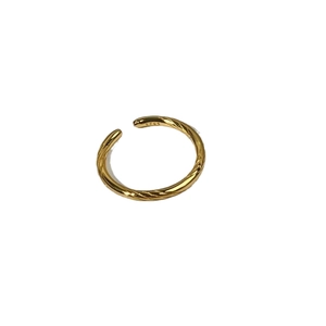Bague ouverte femme en argent sterling S925 plaqué or avec design tissé spirale