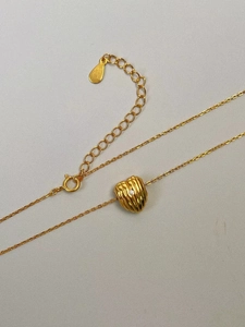 925 sterling silver gold-plated necklace with textured heart pendant and small zircon