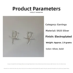 Detailed product parameters of S925 sterling silver starfish earrings in silver finish